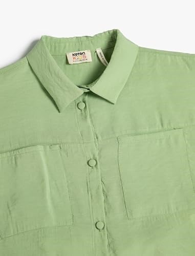Koton Crop Gömlek Önden Bağlama Detaylı Kısa Kollu Cepli Modal Kumaş