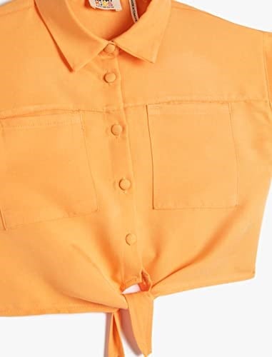 Koton Crop Gömlek Önden Bağlama Detaylı Kısa Kollu Cepli Modal Kumaş Crop Gömlek Önden Bağlama Detaylı Kısa Kollu Cepli Modal Kumaş Kız çocuk