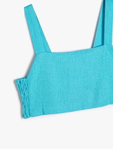 Koton Crop Keten Bluz Askılı Arkası Pencere Detaylı Gipeli