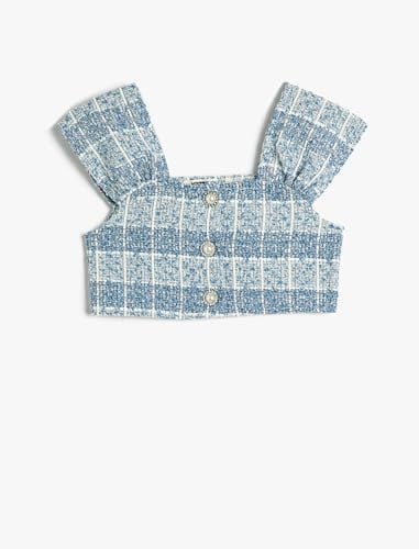 Koton Crop Tüvit Bluz Kolsuz İnci Düğme Detaylı
