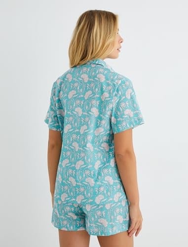 Koton Düğmeli Pijama Üstü Kısa Kollu Gömlek Yaka Pamuklu