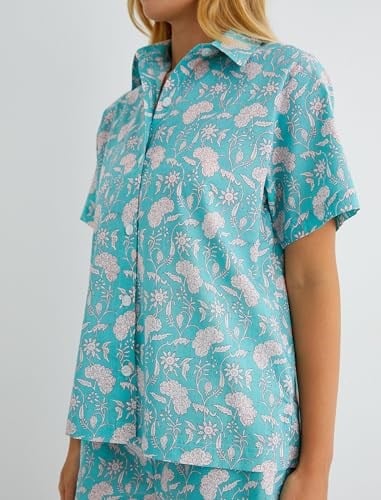 Koton Düğmeli Pijama Üstü Kısa Kollu Gömlek Yaka Pamuklu
