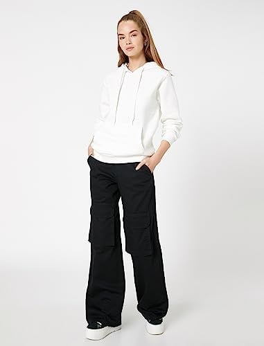 Koton Kapüşonlu Sweatshirt Basic Kanguru Cepli Uzun Kollu Sweatshirt Kadın