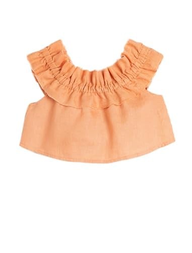 Koton Keten Bluz Crop Düşük Omuz Fırfırlı