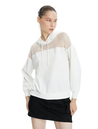 Koton Koton File Detaylı Kapşonlu Sweatshirt Uzun Kollu Kadın