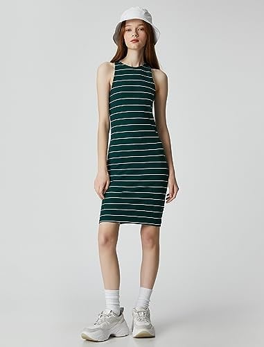 Koton Midi Elbise Kolsuz Bodycon Halter Yaka Dar Kesim Elbise Kadın