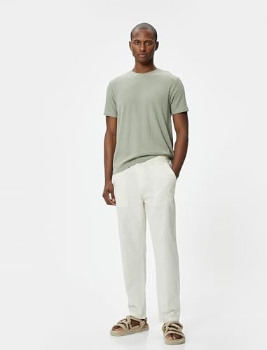 Koton Slim Fit Tişört Bisiklet Yaka Kısa Kollu Dokulu Tişört Erkek