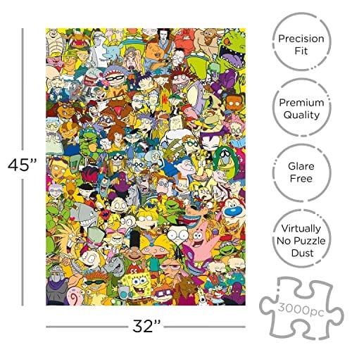 KOVA BURCU Nickelodeon 90lar Bulmaca (3000 Parça Puzzle) - Resmen Lisanslı Nickelodeon Mal ve Koleksiyon - Glare Free - Hassas Fit - hemen hemen yok Dust Bulmaca - 32 x 45 inç
