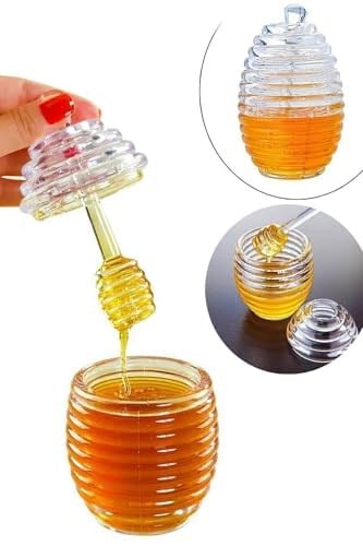 Kovan Şekilli Kaşıklı 3 Parça Kristal Bal Kavanozu, VYDGR00000499