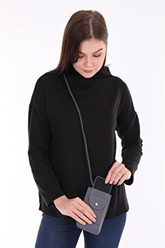 Koyu Gri Renk Omuz Çantası/Cep Telefonu Çantası/Kartlık
