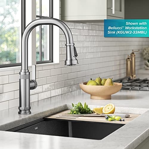 KRAUS Allyn Endüstriyel Pull-Down Tek Saplı Mutfak Bataryası Spot-Free Paslanmaz Çelik, KPF-4102SFS
