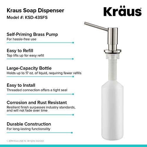 Kraus KSD-43SFS Mutfak Sabunu ve Losyon Dispenseri, Lekesiz Paslanmaz Çelik
