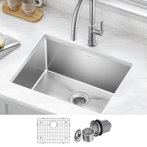 KRAUS Standart PRO 60 cm 16 Ayar Alttan Montaj Tek Kase Paslanmaz Çelik Mutfak Lavabosu, KHU101-23