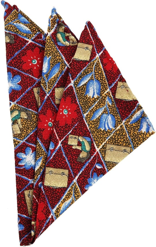 Kravatkolik Çok Renkli Motif Baskılı İpek Mendil SPS136
