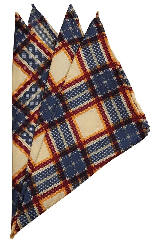 Kravatkolik Krem Motif Baskılı İpek Mendil SPS417