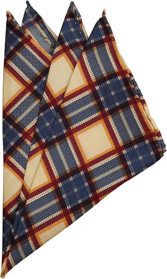Kravatkolik Krem Motif Baskılı İpek Mendil SPS417