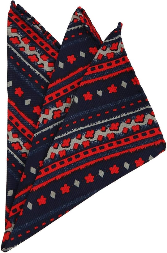 Kravatkolik Lacivert Motif Baskı İpek Mendil SPS194