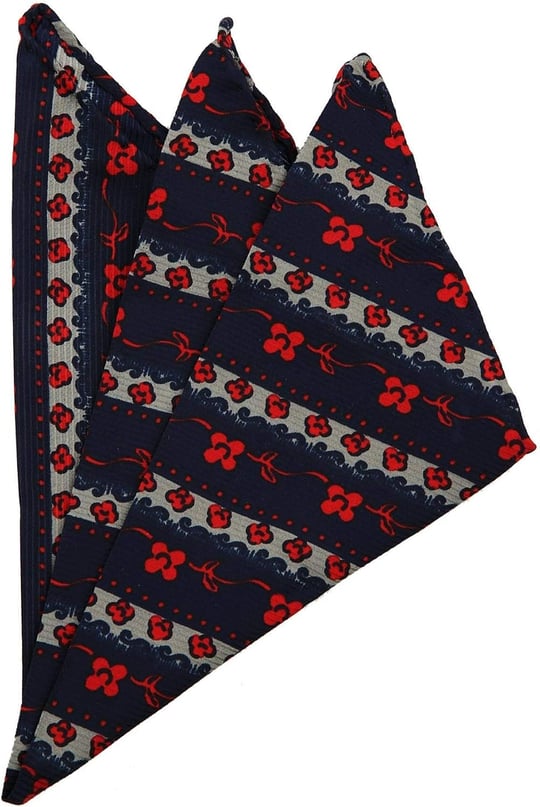 Kravatkolik Lacivert Motif Baskı İpek Mendil SPS229