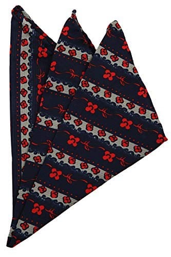 Kravatkolik Lacivert Motif Baskı İpek Mendil SPS229