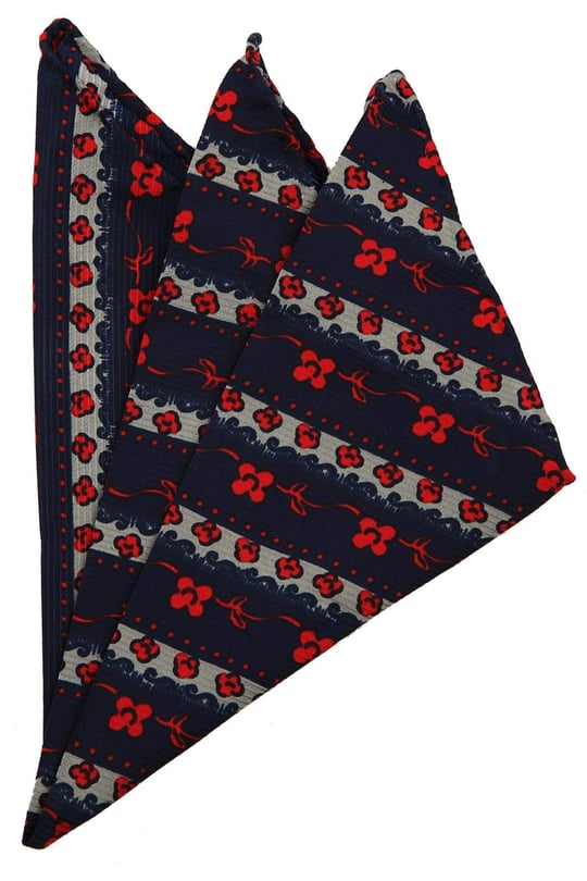 Kravatkolik Lacivert Motif Baskı İpek Mendil SPS229