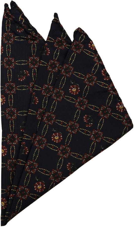 Kravatkolik Lacivert Motif Baskılı İpek Mendil SPS312