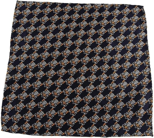 Kravatkolik Lacivert Motif Baskılı İpek Mendil SPS126