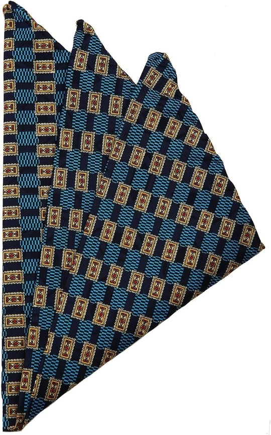 Kravatkolik Lacivert Motif Baskılı İpek Mendil SPS436