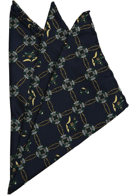Kravatkolik Lacivert Motif Baskılı İpek Mendil SPS262