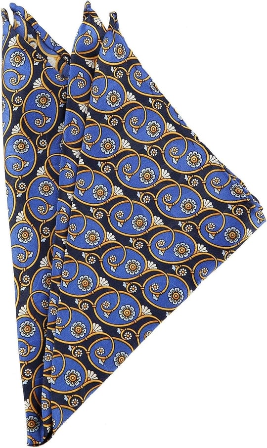 Kravatkolik Mavi Motif Baskılı İpek Mendil SPS137
