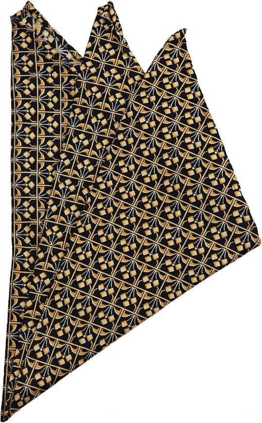 Kravatkolik Sarı - Lacivert Motif Baskılı İpek Mendil SPS405
