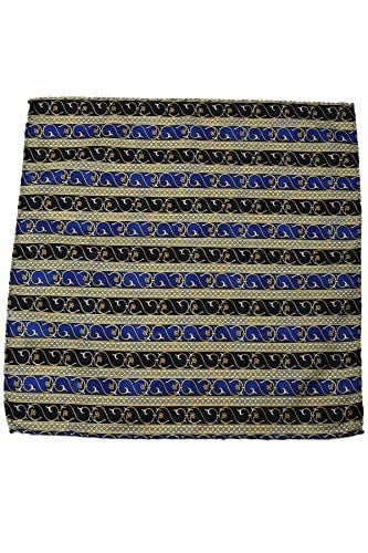 Kravatkolik Sarı - Lacivert Motif Baskılı İpek Mendil SPS413