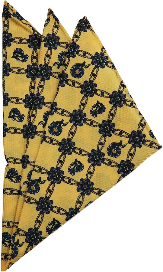 Kravatkolik Sarı Motif Baskılı İpek Mendil SPS286