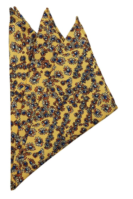 Kravatkolik Sarı Motif Baskılı İpek Mendil SPS258