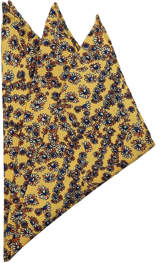 Kravatkolik Sarı Motif Baskılı İpek Mendil SPS258