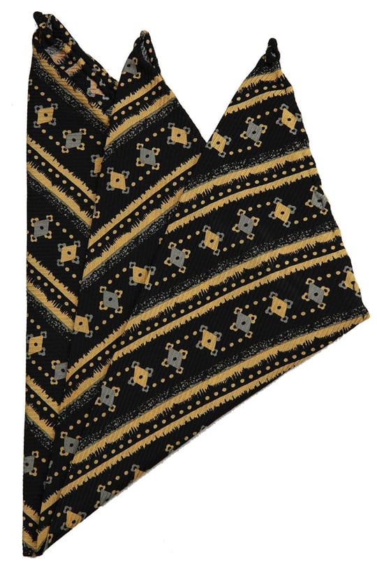 Kravatkolik Siyah Motif Baskılı İpek Mendil SPS328