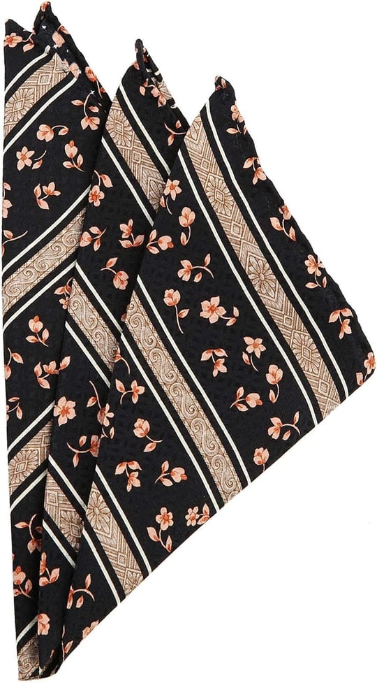 Kravatkolik Siyah Motif Baskılı İpek Mendil SPS141