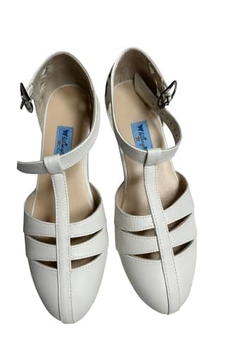 KREM, STRAPORA, SWİNG, LİNDY HOP, DANS VE SPOR AYAKKABISI, KAPALI BURUN, 1.5 CM TOPUK, DÜZ TABAN - Bedenler: 36 EU, 37 EU, 38 EU, 39 EU, 40 EU