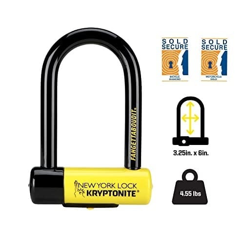 Kryptonite New York Fahgettaboudit Mini Bisiklet Kilidi, Sarı, Küçük