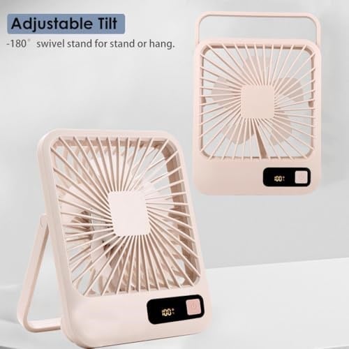 Küçük Masa Fanı, Taşınabilir USB Şarj Edilebilir, 2000mAh Pil ve LCD Ekranlı Eğilebilir Katlanabilir Kişisel Mini Fan, Güçlü Rüzgar, Ultra Sessiz, Ofis, Ev, Kamp için 5 Hız Modu