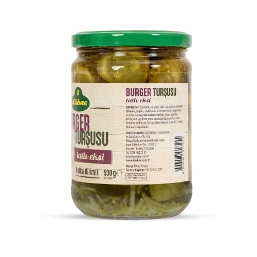 Kühne Ring Dilimlenmiş Burger Turşu Dilimleri Tatlı Cam Kavanoz 530 g