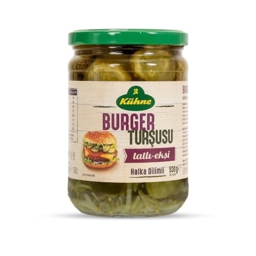 Kühne Ring Dilimlenmiş Burger Turşu Dilimleri Tatlı Cam Kavanoz 530 g
