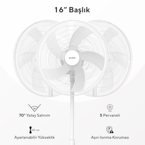 Kumtel KTF-350 Beyaz 16 İnç Ayaklı Vantilatör 50 W