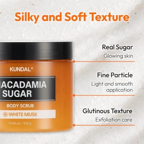 KUNDAL Macadamia Özlü Vücut Peelingi Macadamia & Sugar Body Scrub 550g (White Musk)
