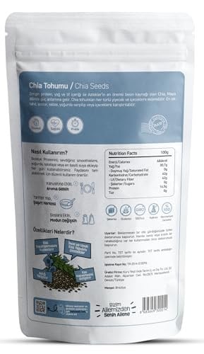 Kuru Yeşil%100 Doğal Glutensiz Chia Tohumu - Yüksek Lif ve Protein Kaynağı Çiya Tohumu - Sindirimi Destekler, Smoothie, Yoğurt ve Salatalar İçin Chia Tohumu - 150 gr