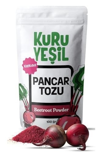 Kuru Yeşil%100 Doğal Kırmızı Pancar Tozu - Katkısız, Koruyucusuz - Smoothie, Yoğurt, Yemek İçin - Yüksek Lif ve Antioksidan - Vegan ve Glutensiz - 100 gr