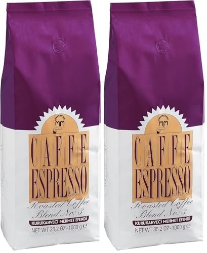 Kurukahveci Mehmet Efendi Caffe Espresso 1000 gr Çekirdek Roasted Blend No 3 (2 paketi)