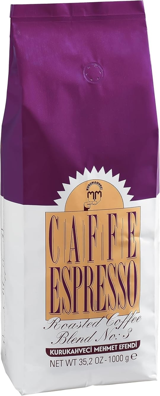 Kurukahveci Mehmet Efendi Caffe Espresso 1000 gr Çekirdek Roasted Blend No 3 (2 paketi)