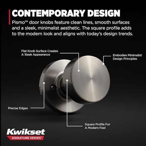 Kwikset 97880-936 Pismo Kapı Topuzu, Yuvarlak, Saten Nikel
