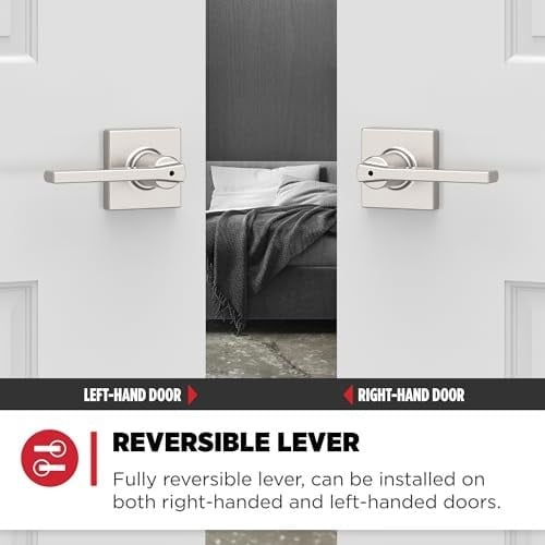 Kwikset Casey Gizlilik Kapı Kolu Yatak Odası/Banyo Kapısı için Saten Nikel