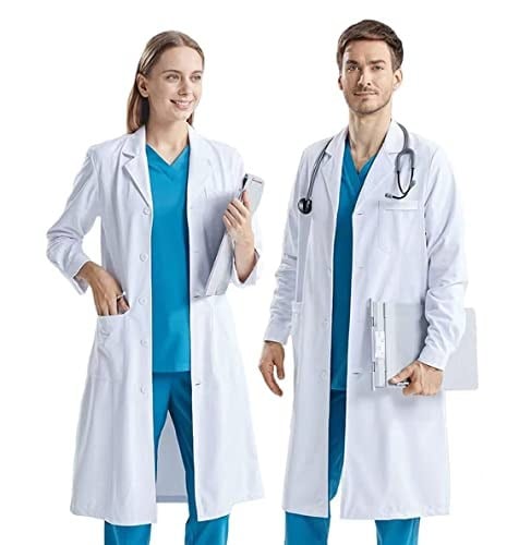 Laboratuvar önlüğü, pamuk, kadın, erkek, CoatCool önlük, beyaz, düğmeli, 3 cepli, uzun kollu, laboratuvar mantosu, kimya önlüğü, iş kıyafeti, doktor mantosu, koruyucu kıyafet, laboratuvar, hastane,